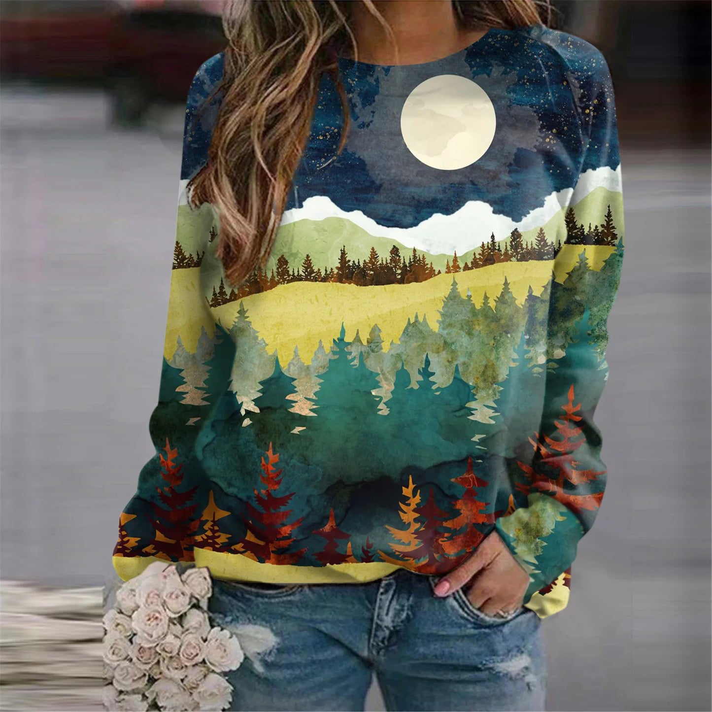 Women's Sweatshirts Forest Trees 3D