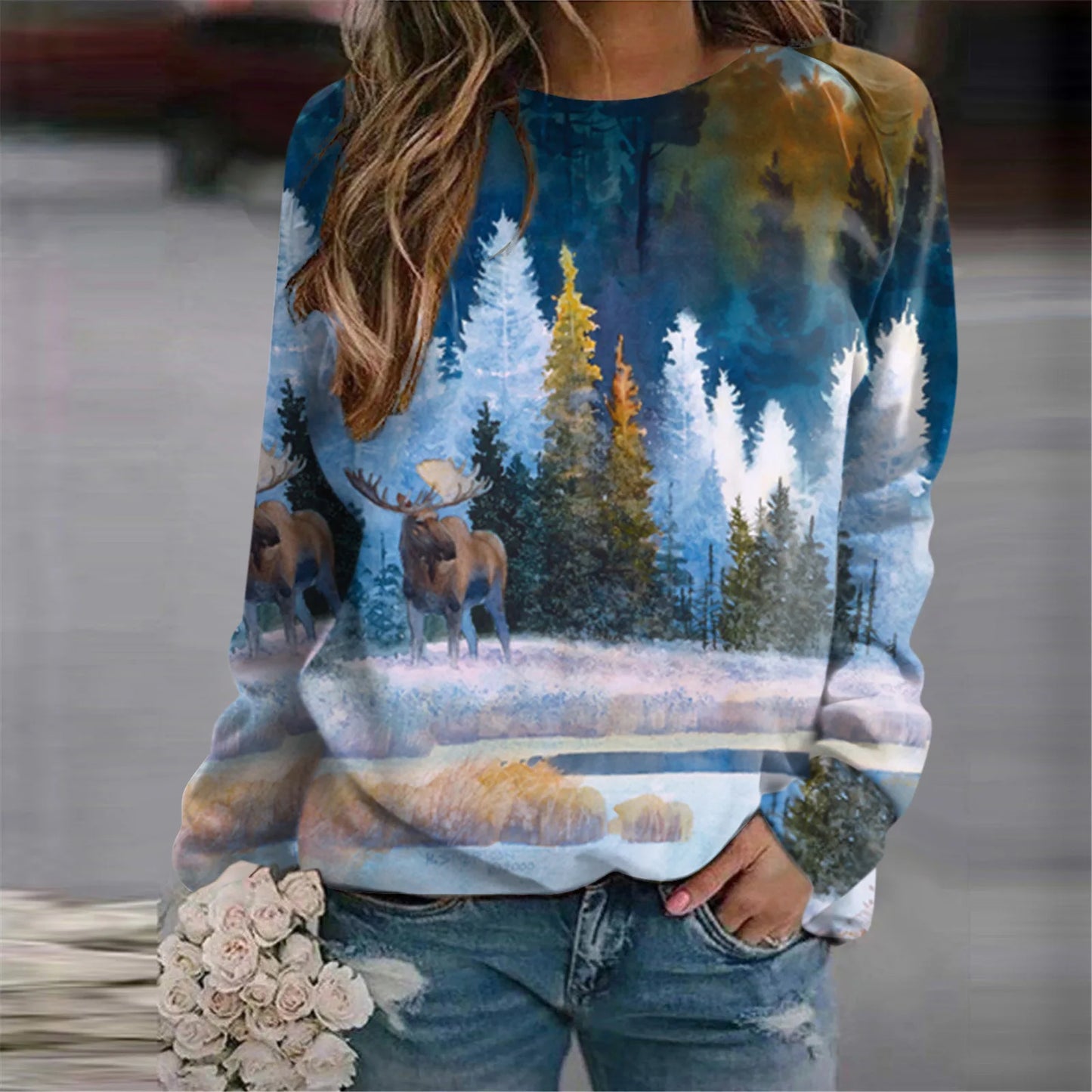 Women's Sweatshirts Forest Trees 3D