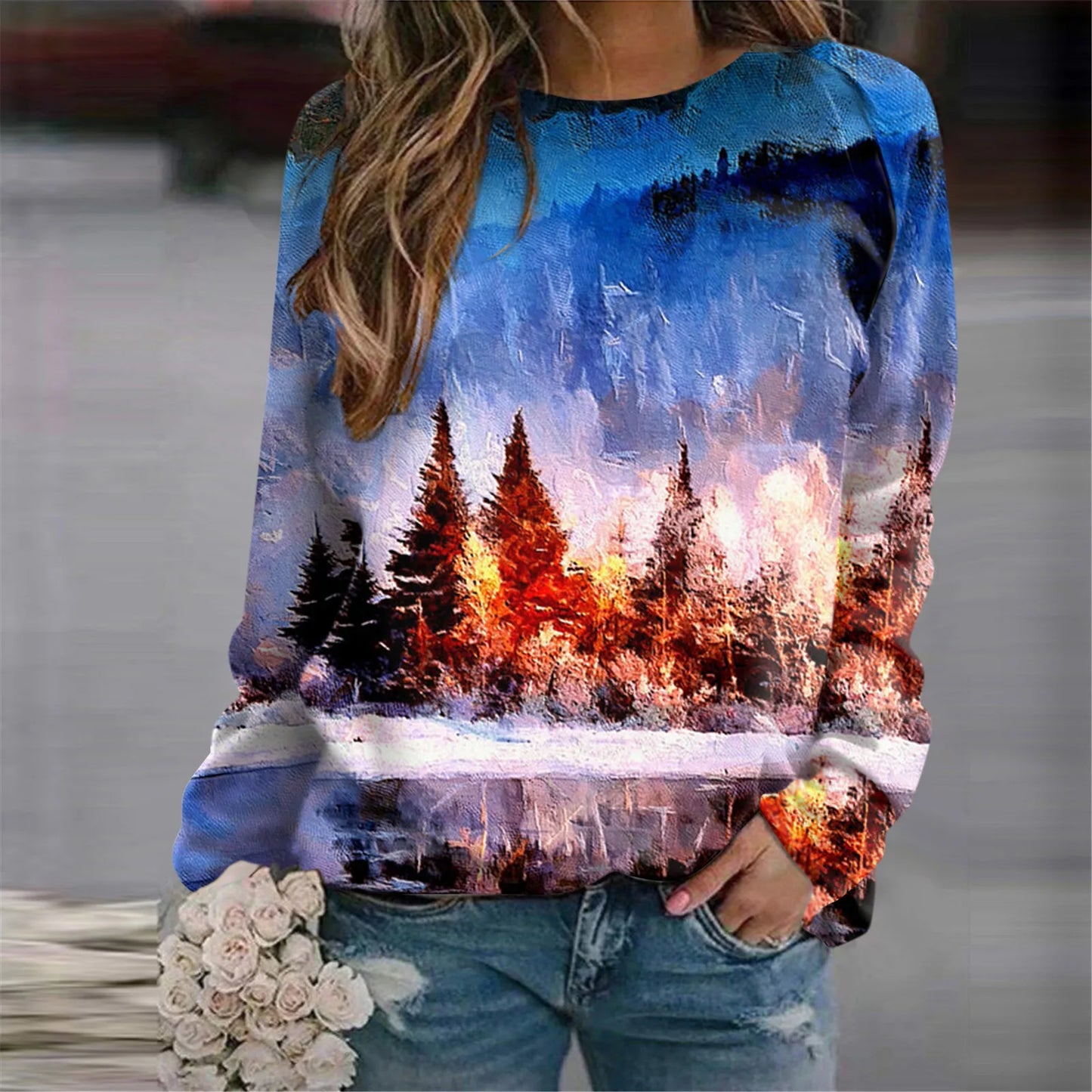 Women's Sweatshirts Forest Trees 3D