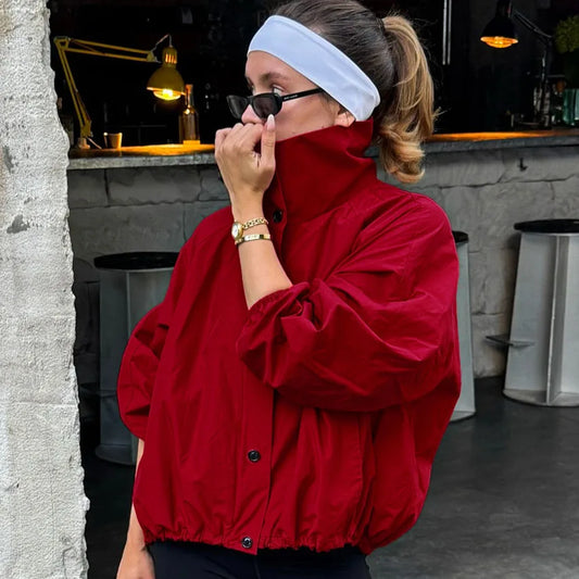 Red Windproof Women Jacket