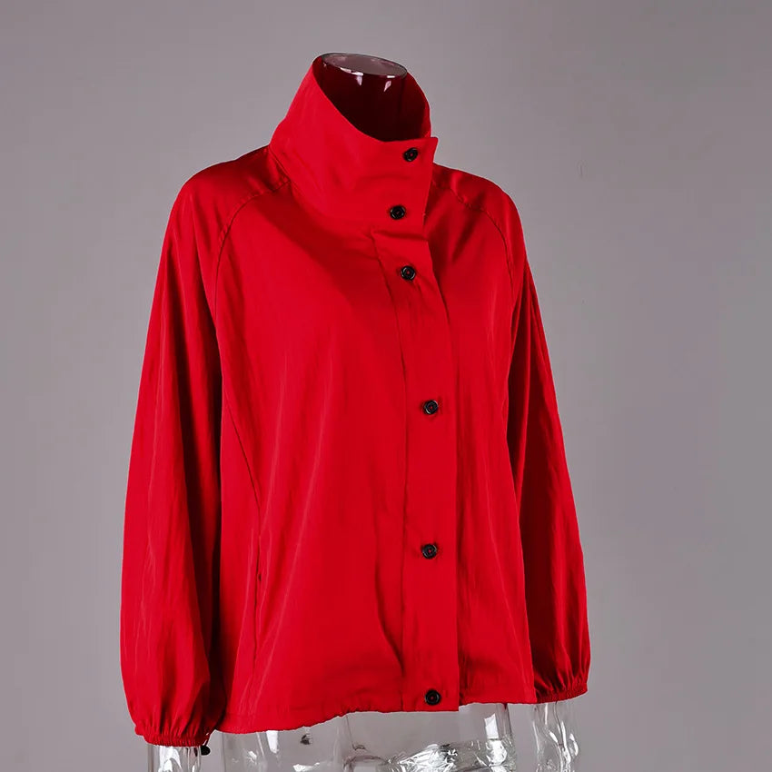 Red Windproof Women Jacket