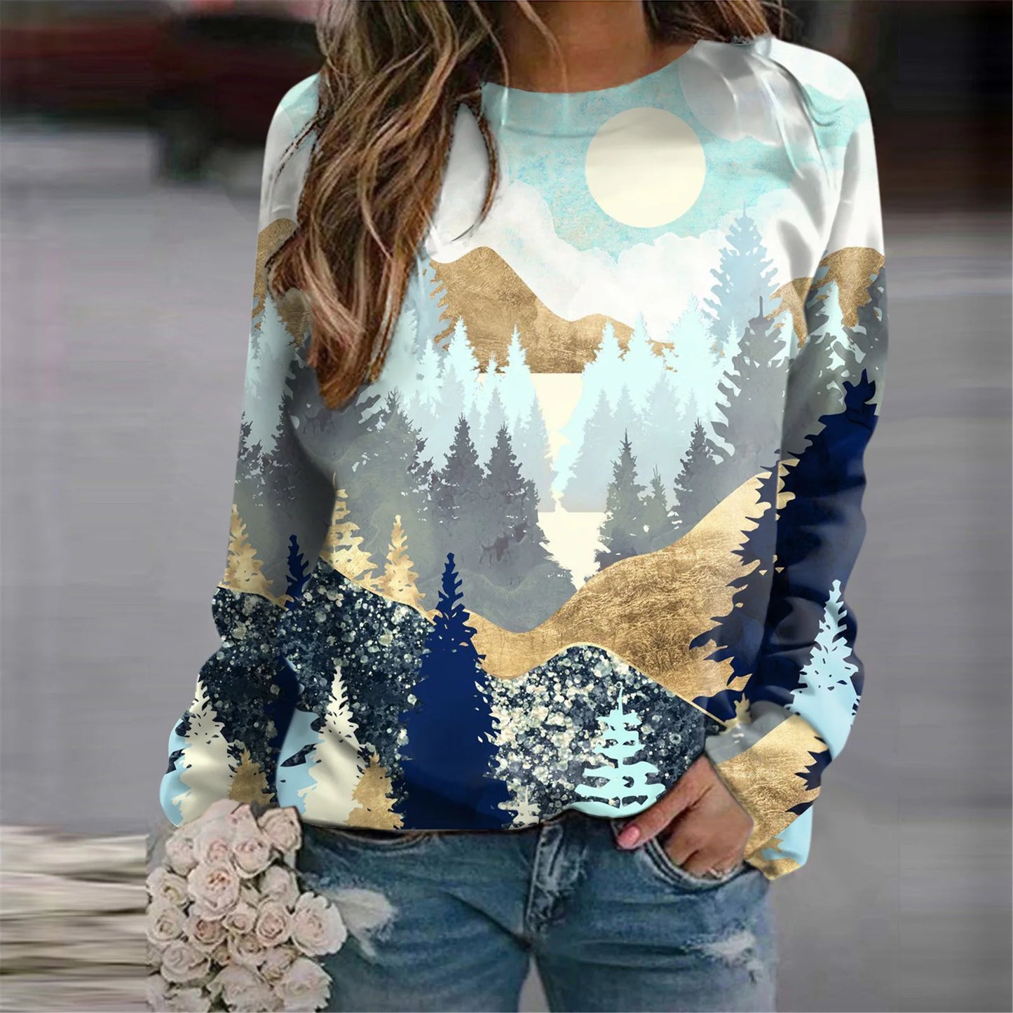 Women's Sweatshirts Forest Trees 3D