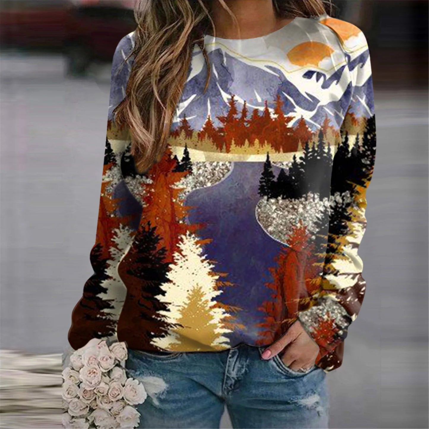 Women's Sweatshirts Forest Trees 3D