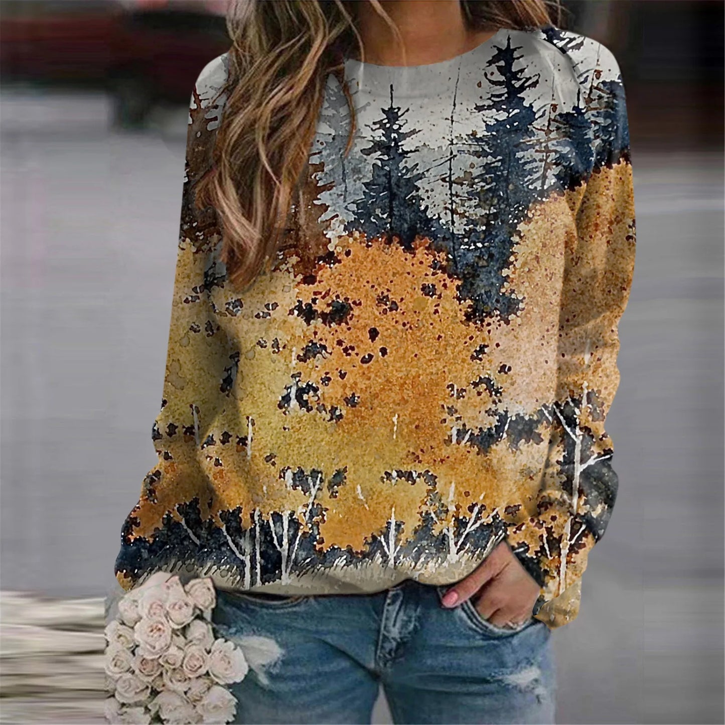 Women's Sweatshirts Forest Trees 3D