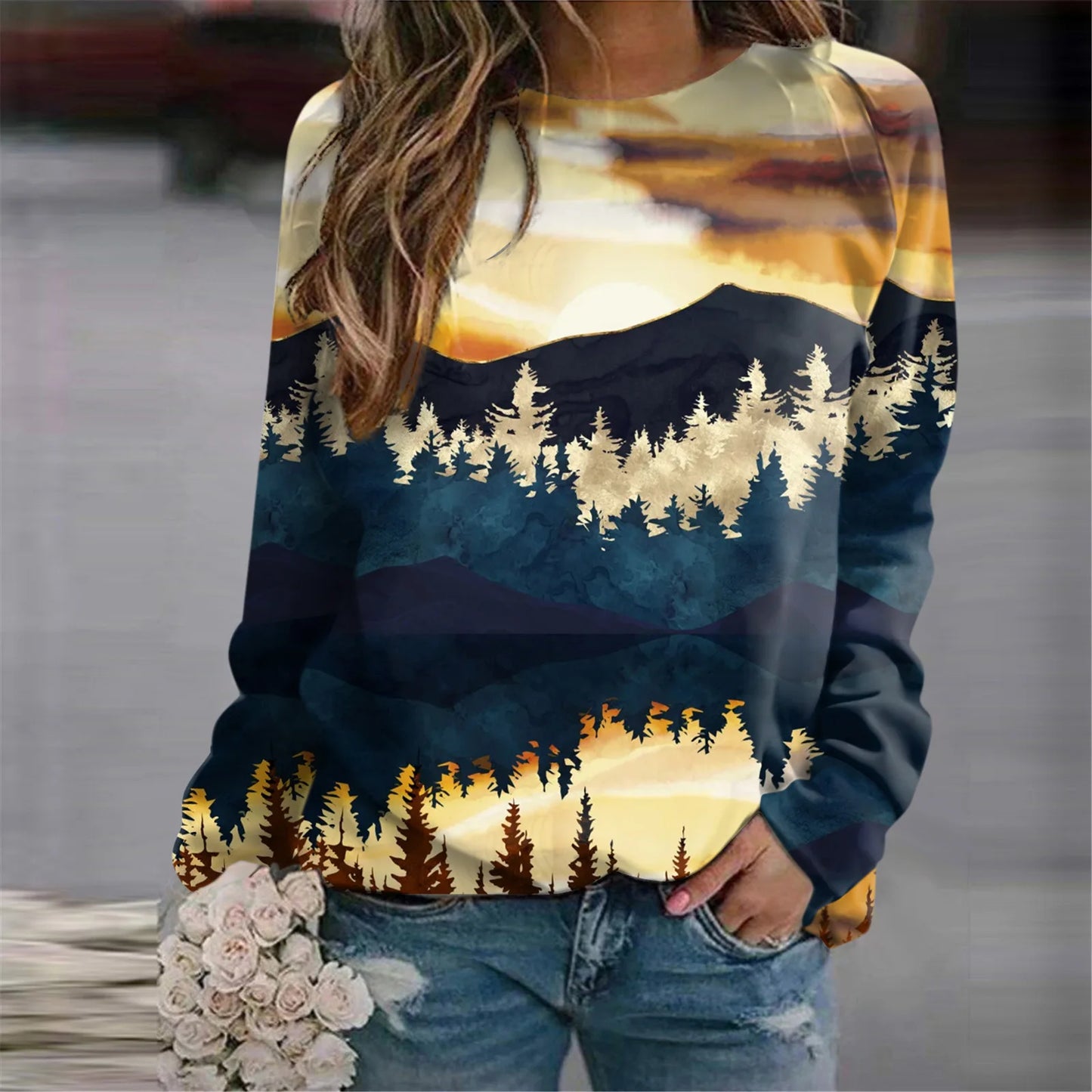 Women's Sweatshirts Forest Trees 3D