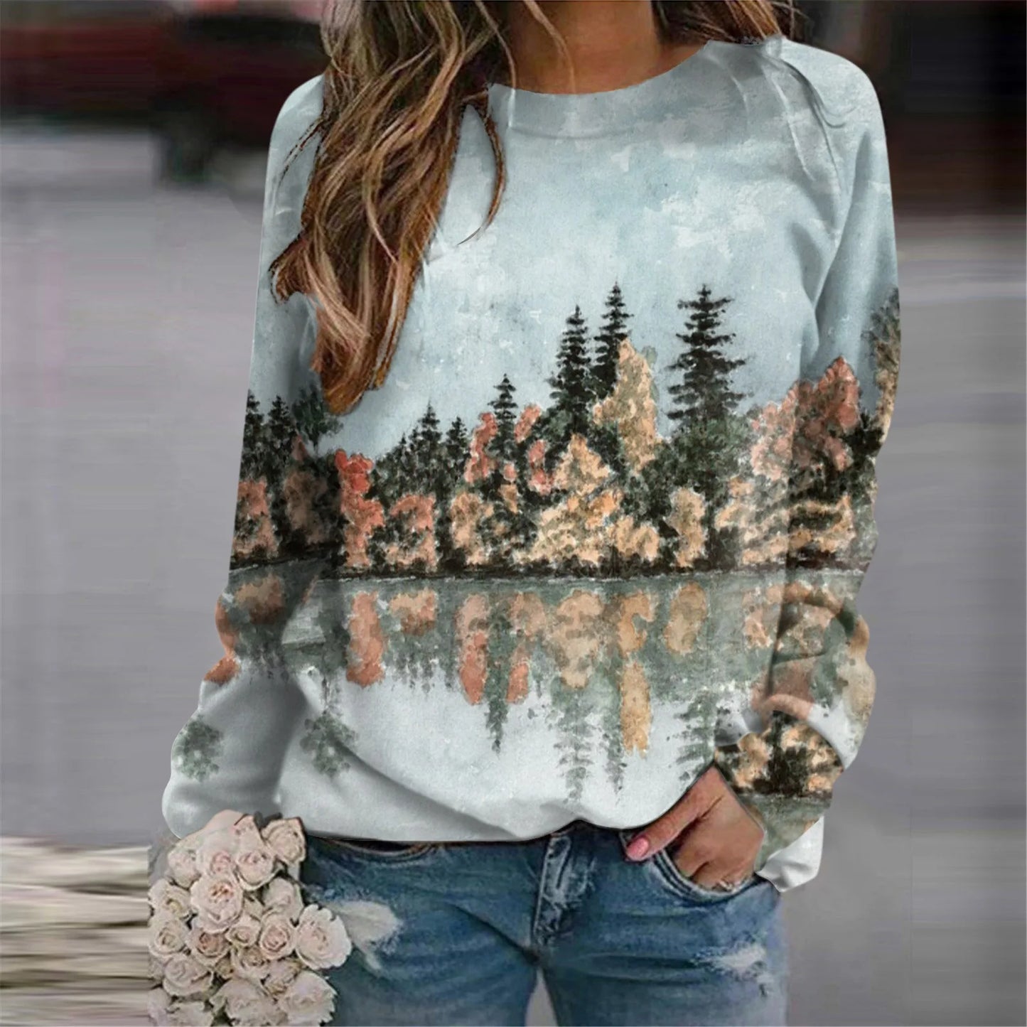 Women's Sweatshirts Forest Trees 3D
